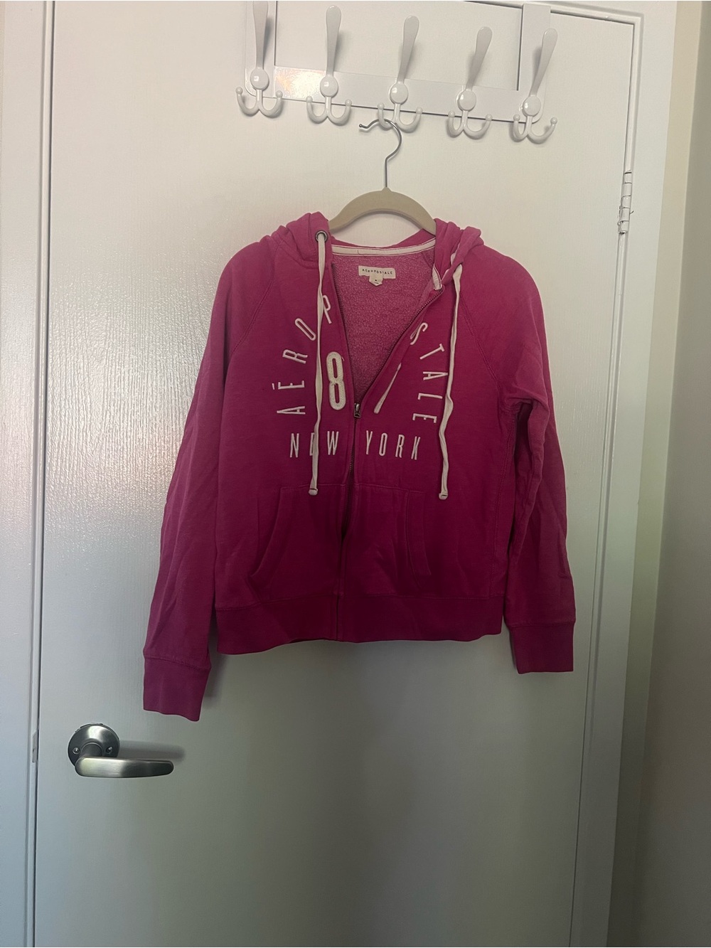 Aeropostale Magenta Zip Hoodie with New York Graphic